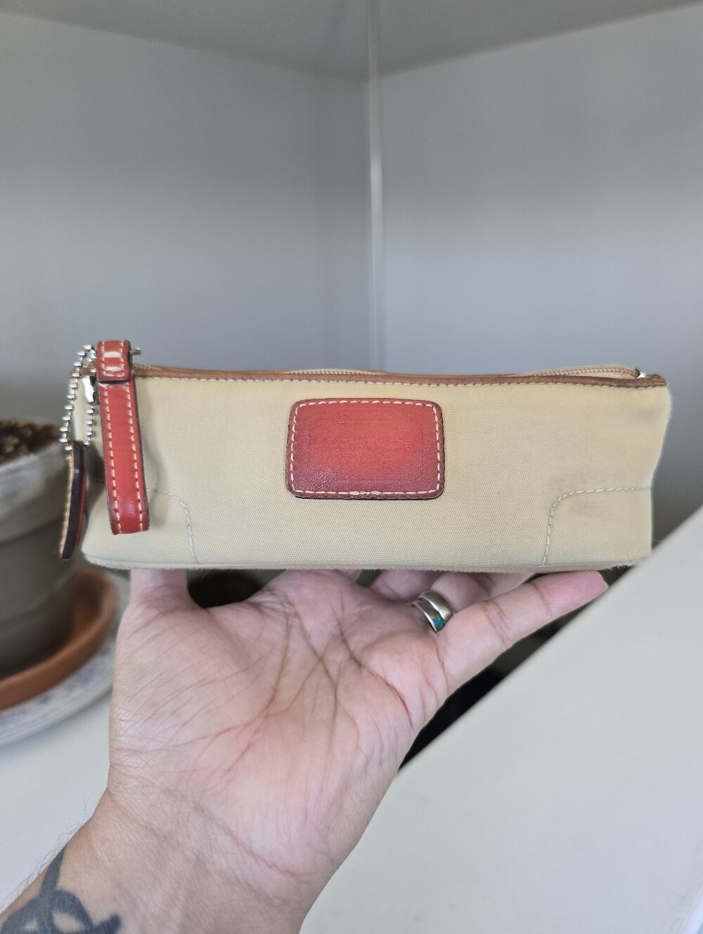 Coach Vintage Rare  Leatherware Est.1941 Nylon Cosmetic Pouch Released In 2005